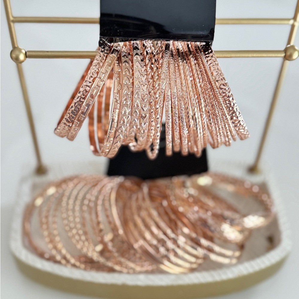 51 pcs Rose Gold Bangle Bracelet Set Bundle - Picture 3 of 9